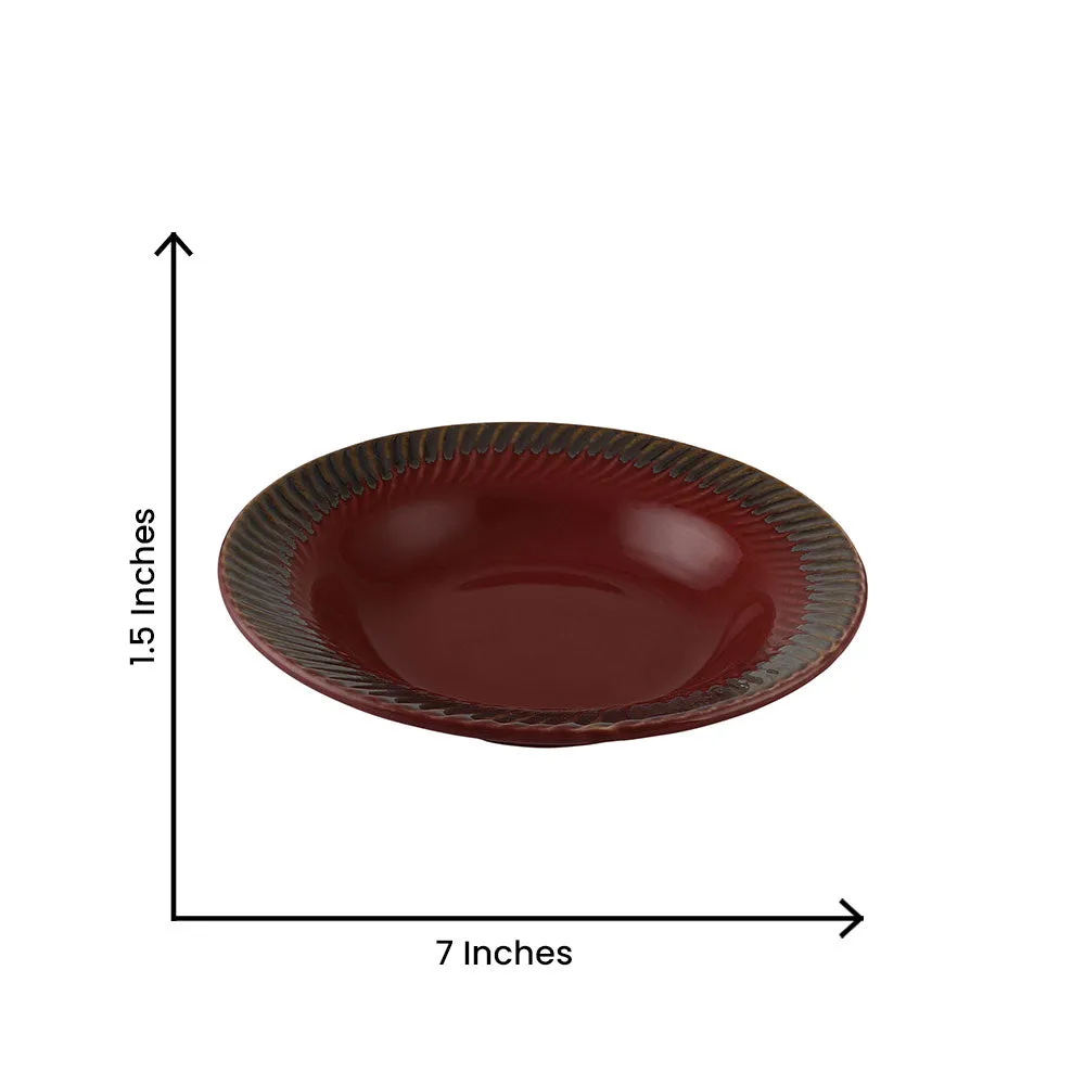 Red Ceramic Hand-Painted Pasta Plate Set Of 2