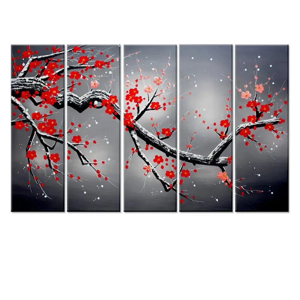 Red Cherry Blossom Tree Wall Painting