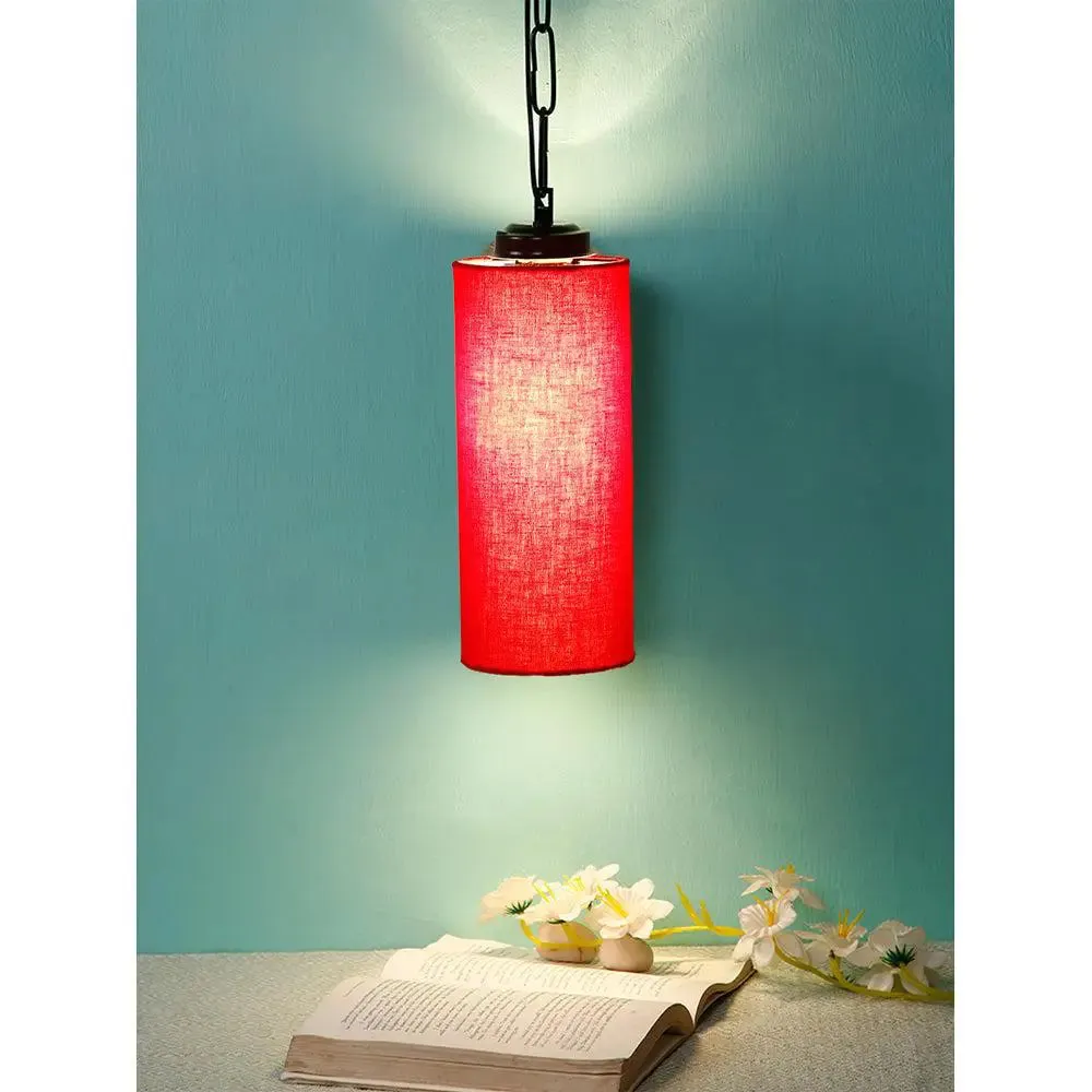 Red Cotton Cylindrical Hanging Lamp