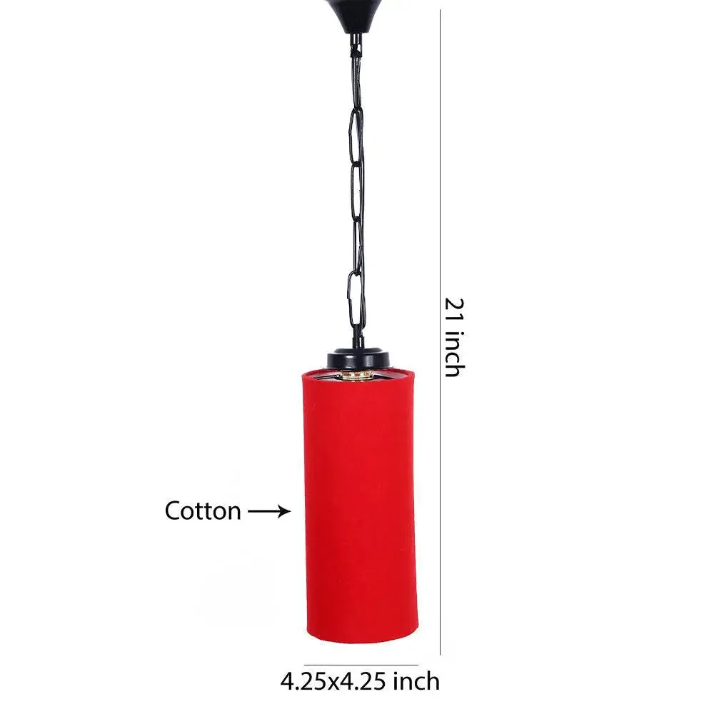 Red Cotton Cylindrical Hanging Lamp