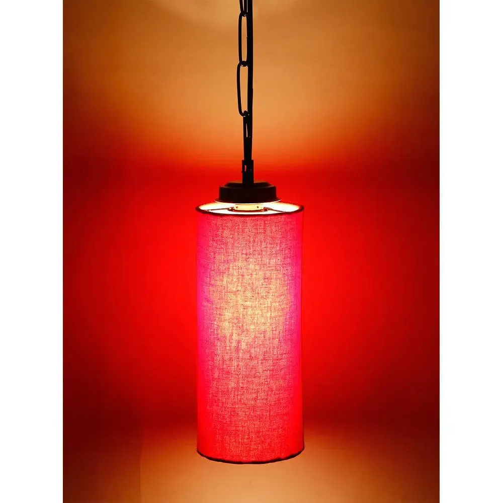 Red Cotton Cylindrical Hanging Lamp