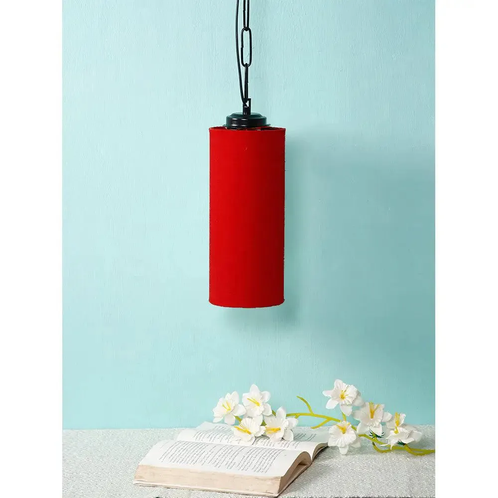 Red Cotton Cylindrical Hanging Lamp