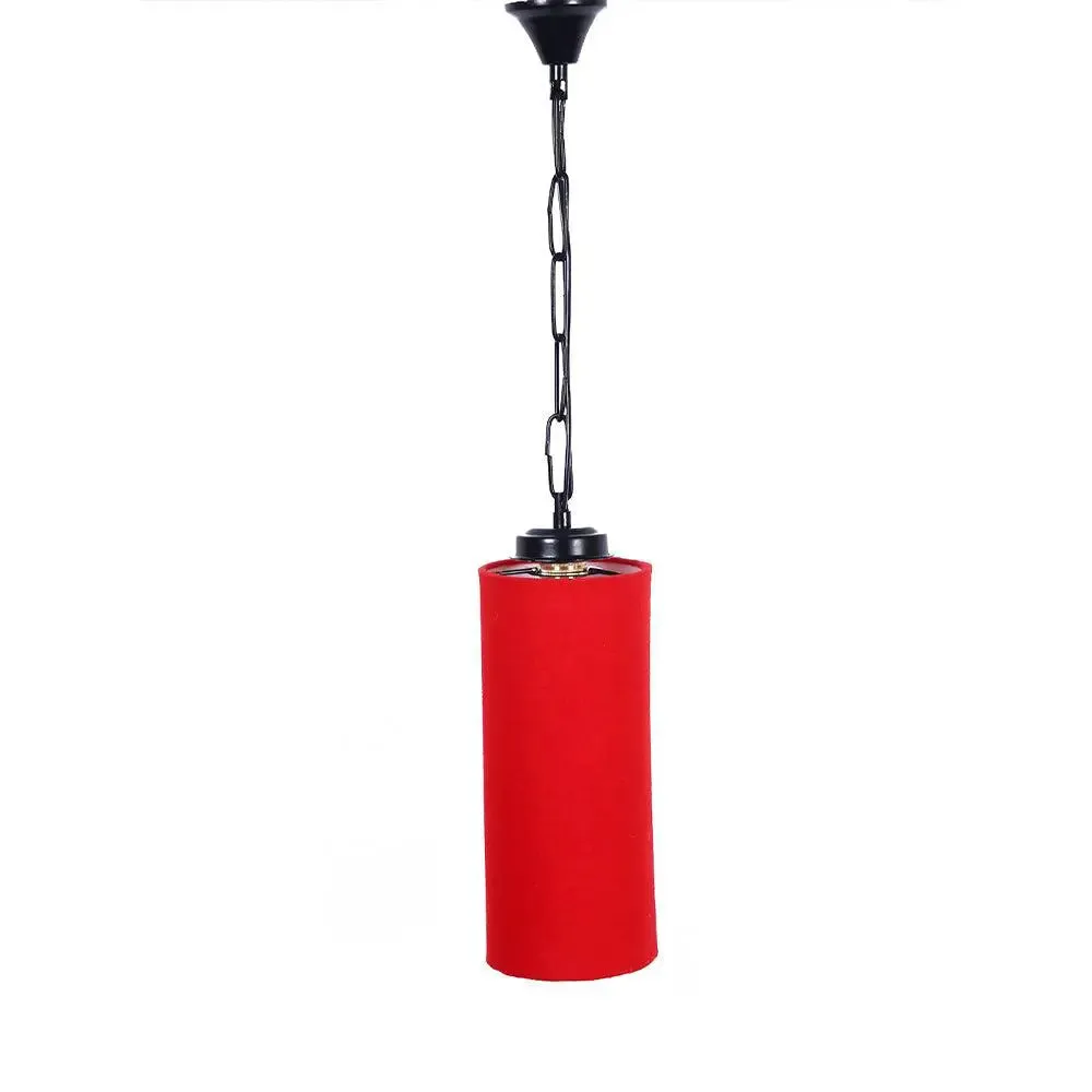 Red Cotton Cylindrical Hanging Lamp