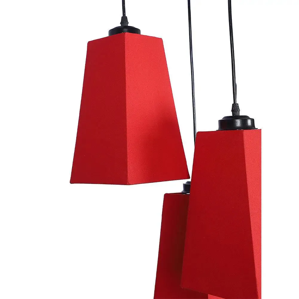 Red Cotton Pyramid Cluster Hanging Lamp