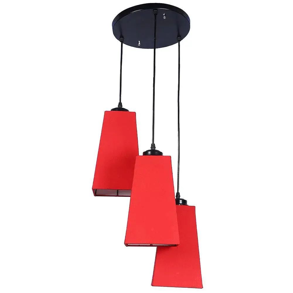 Red Cotton Pyramid Cluster Hanging Lamp