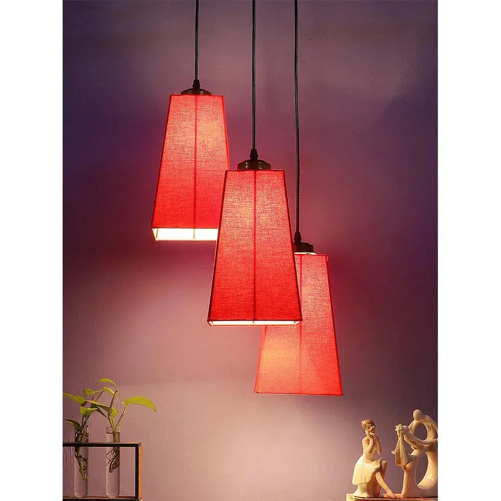 Red Cotton Pyramid Cluster Hanging Lamp