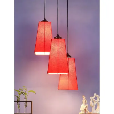Red Cotton Pyramid Cluster Hanging Lamp