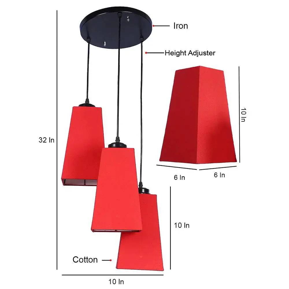 Red Cotton Pyramid Cluster Hanging Lamp