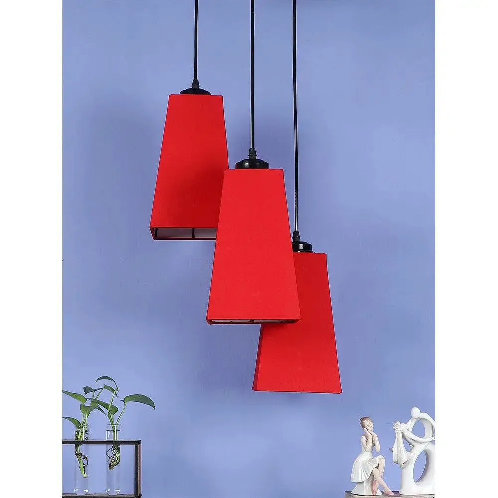 Red Cotton Pyramid Cluster Hanging Lamp