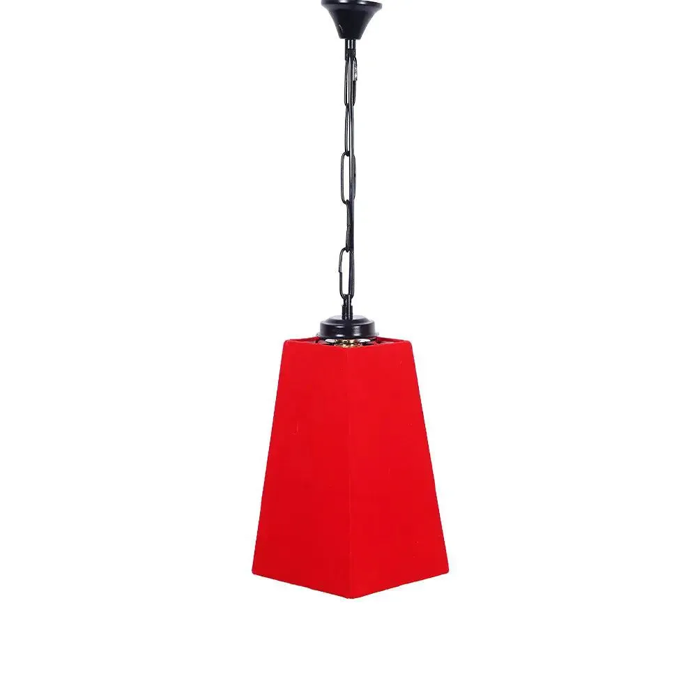 Red Cotton Pyramid Hanging Lamp