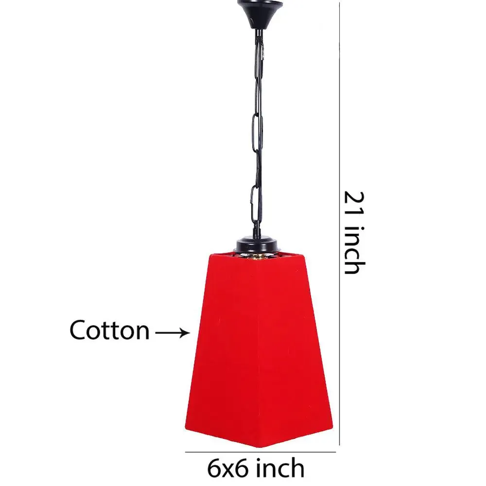 Red Cotton Pyramid Hanging Lamp