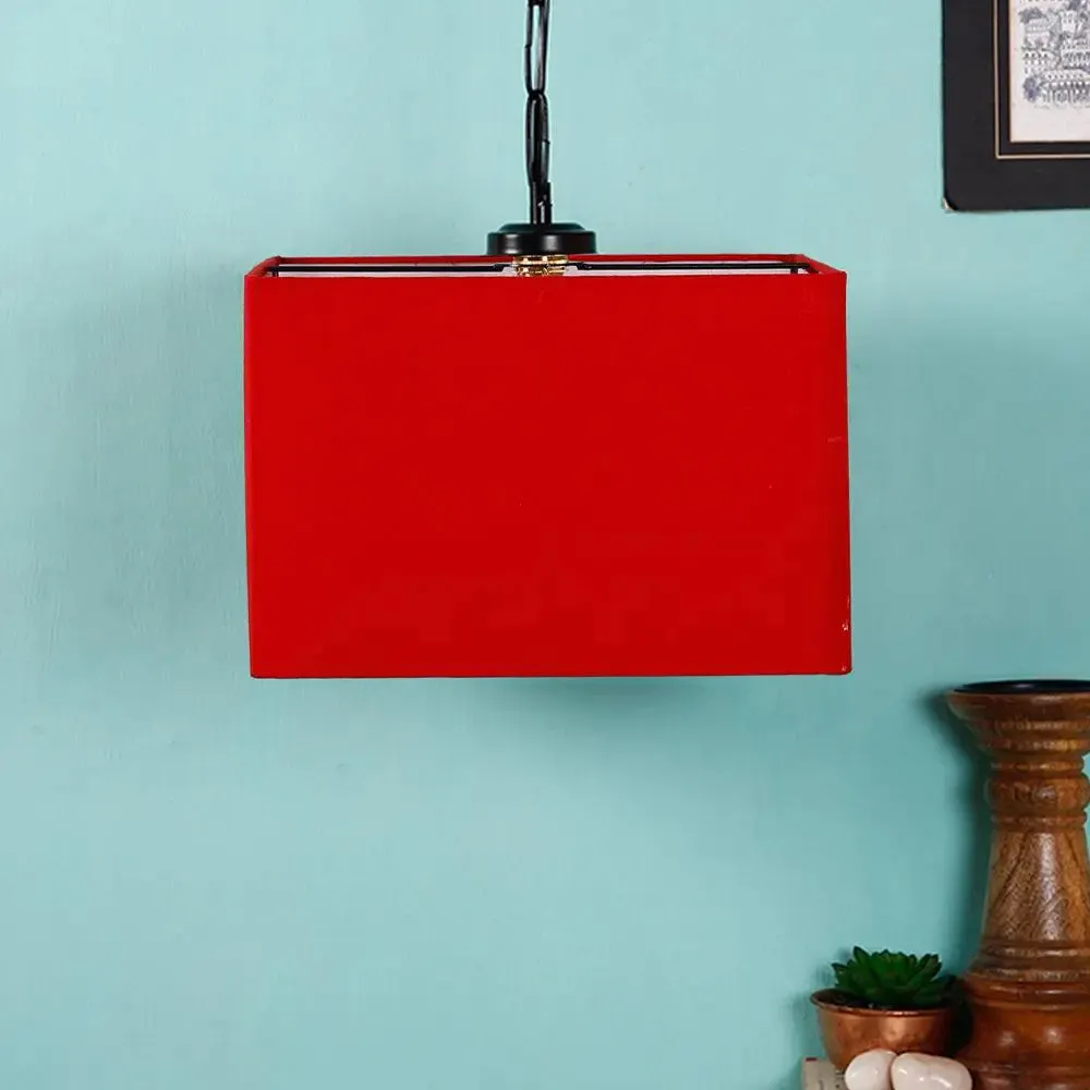 Red Cotton Square Hanging Lamp