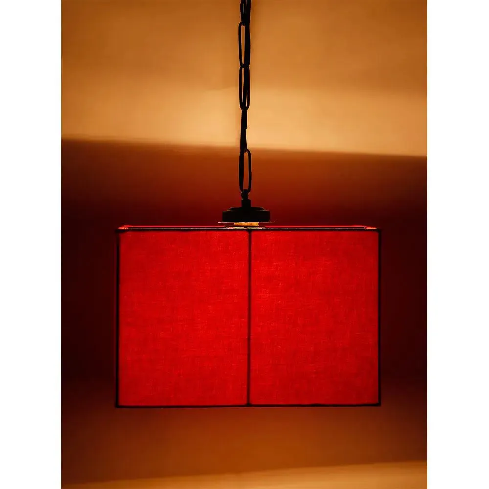 Red Cotton Square Hanging Lamp