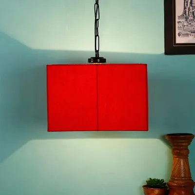 Red Cotton Square Hanging Lamp
