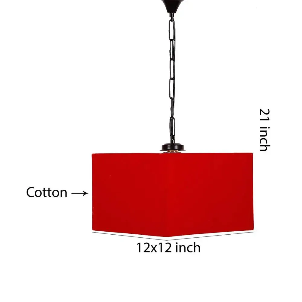 Red Cotton Square Hanging Lamp