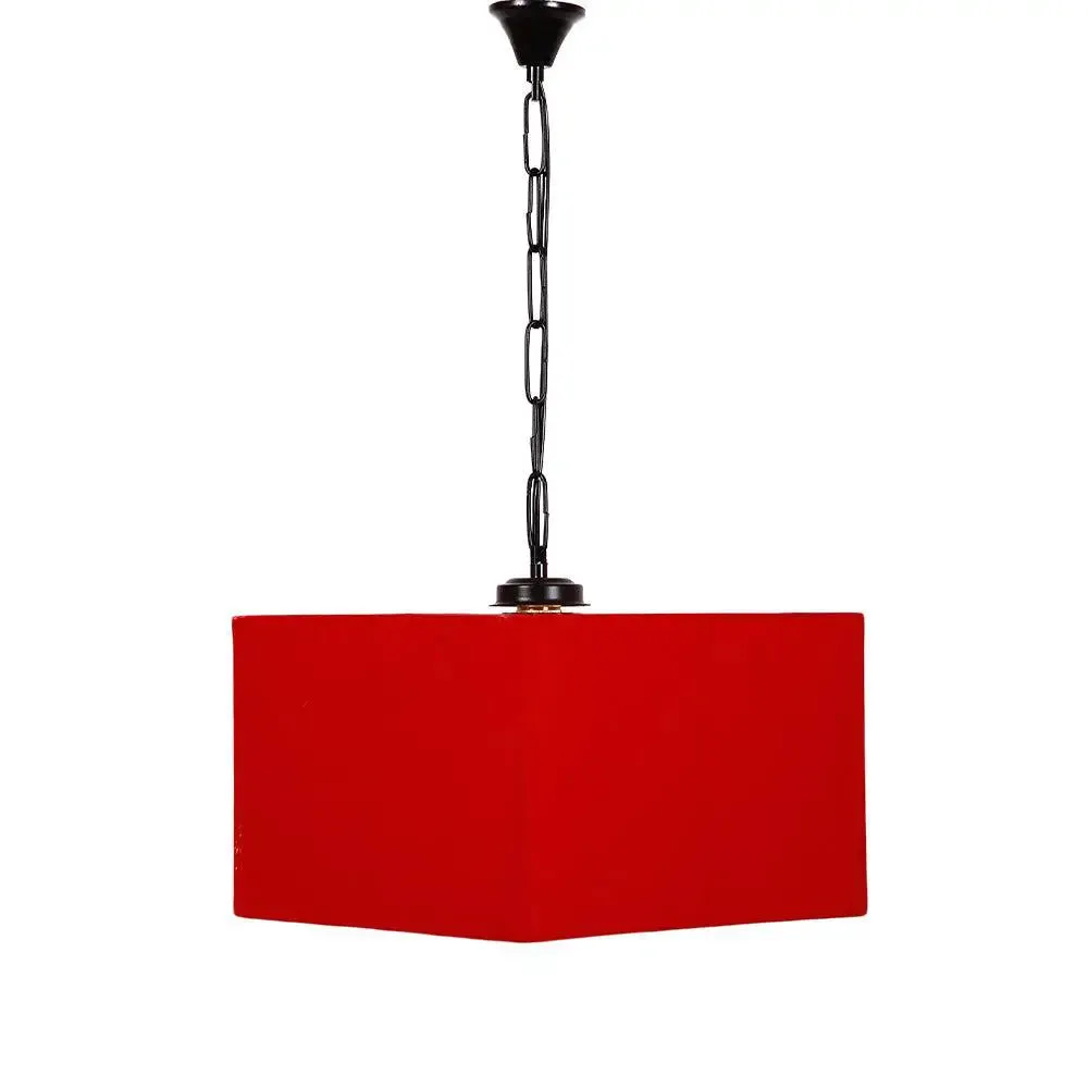Red Cotton Square Hanging Lamp