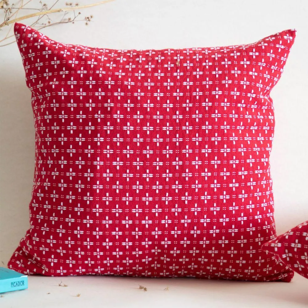 Red Cross Patterned Cushion Cover