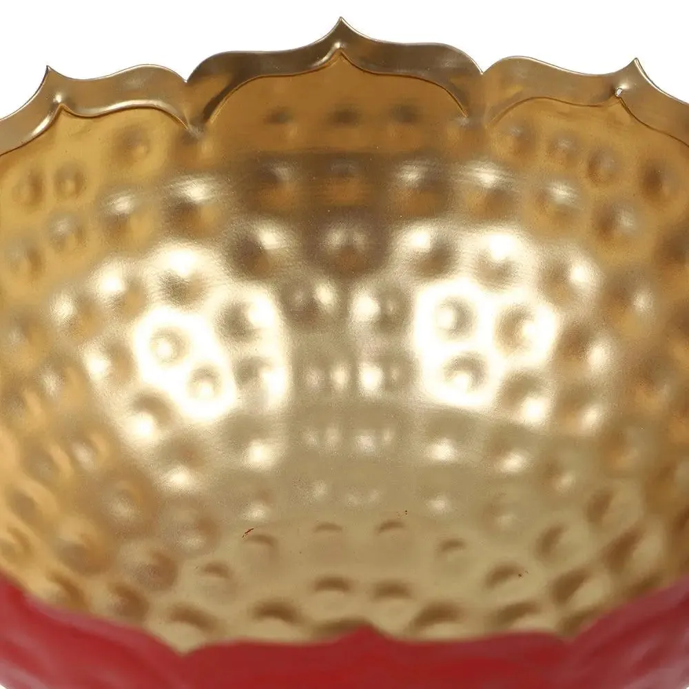 Red Crown-inspired Urli Bowl with Detachable Tealight Holder Set of 6