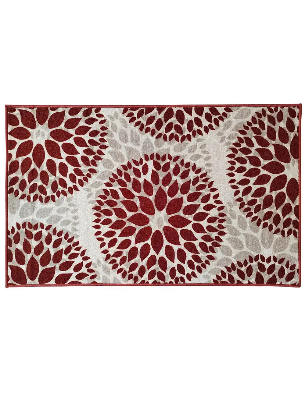 Red Floral Circle Printed Premium Area Carpet ( 3 ft x5 ft & 4 ft x 6 ft ) 3X5 ft
