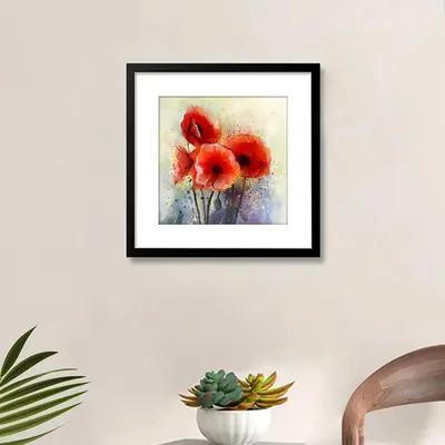 Red Flowers Framed Wall Painting with Break Resistant Clear Acrylic Glass and High Definition Print