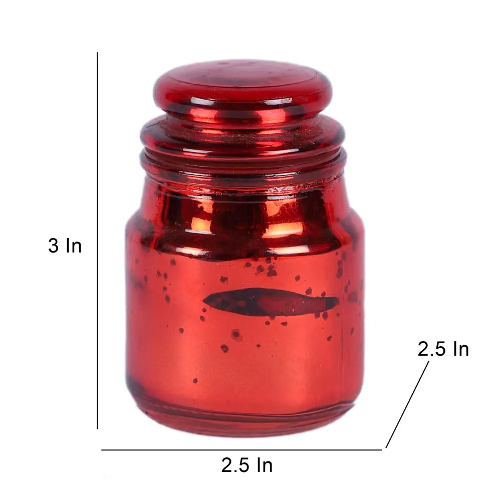 Red Glass With Jar Candle Holders Set of 4
