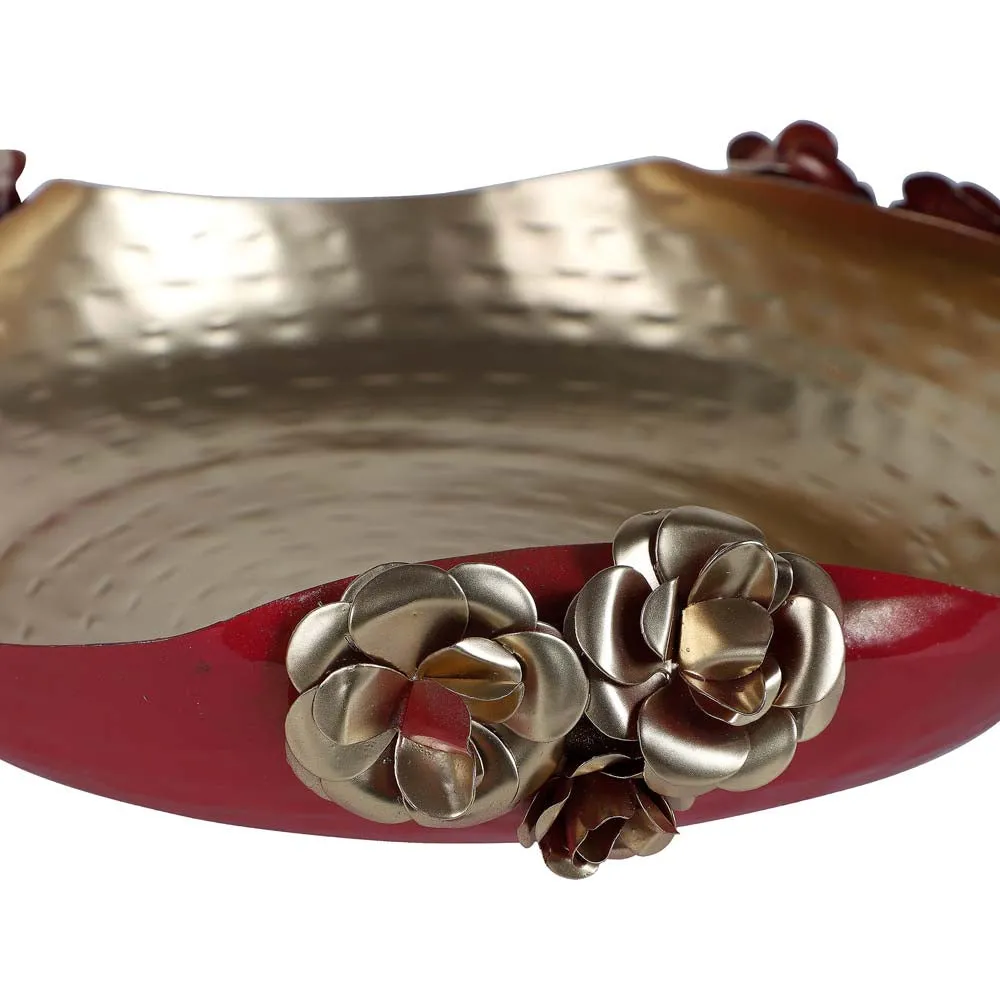 Red & Gold Hammered Rose Urli Set of 2