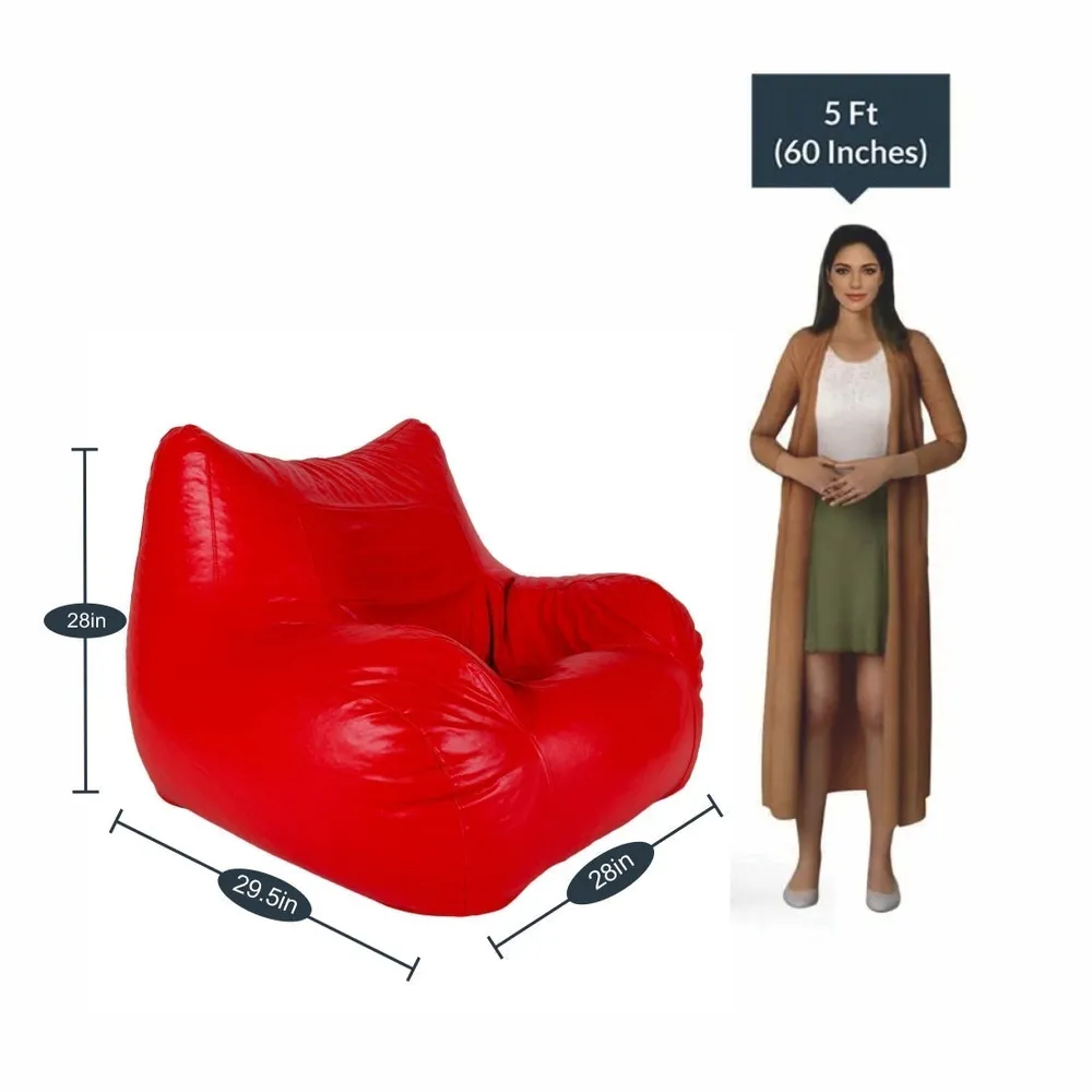 Red Jumbo Chair Cushiony Armchair Bean Bag Cover