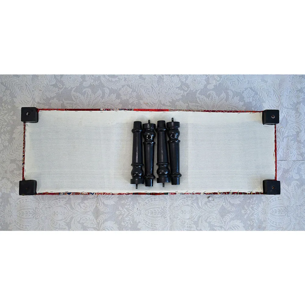 Red Kantha Gudri Patchwork Upholstery Multipurpose Bench