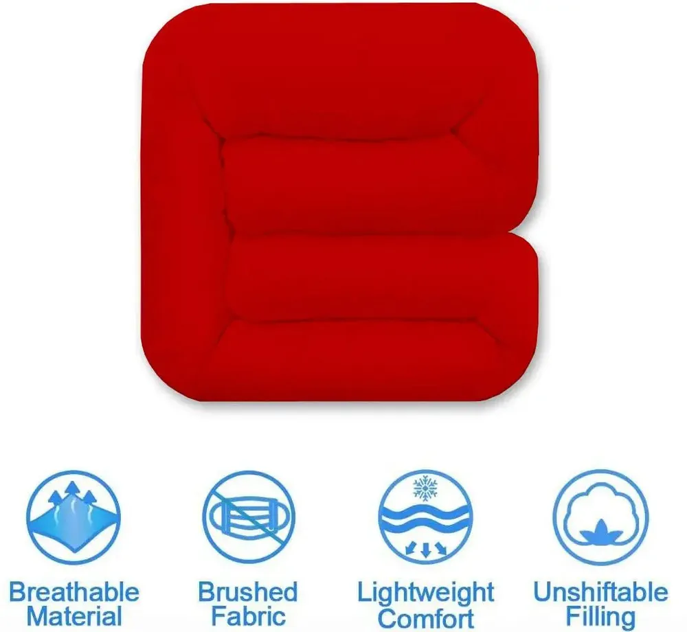 Red Loosely Quilted Double Bed Comforter