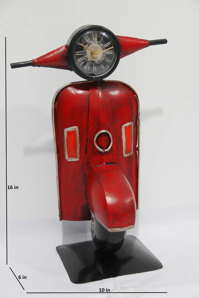 Red Scooter Metal Table Clock / Table Accent Single Piece