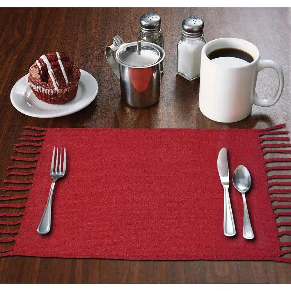 Red Soft Cotton Placemat Set Of 4