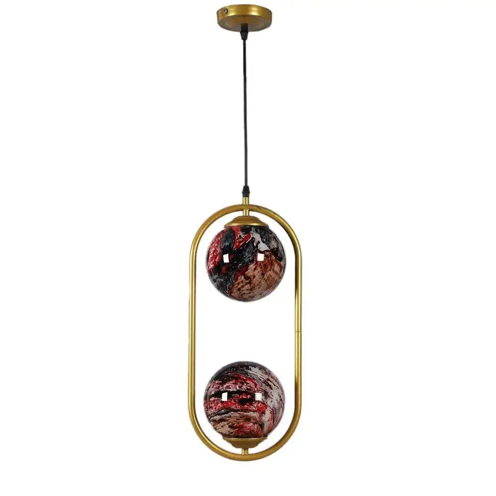Red Splashed Dual Globe Capsule Hanging Light Single Piece