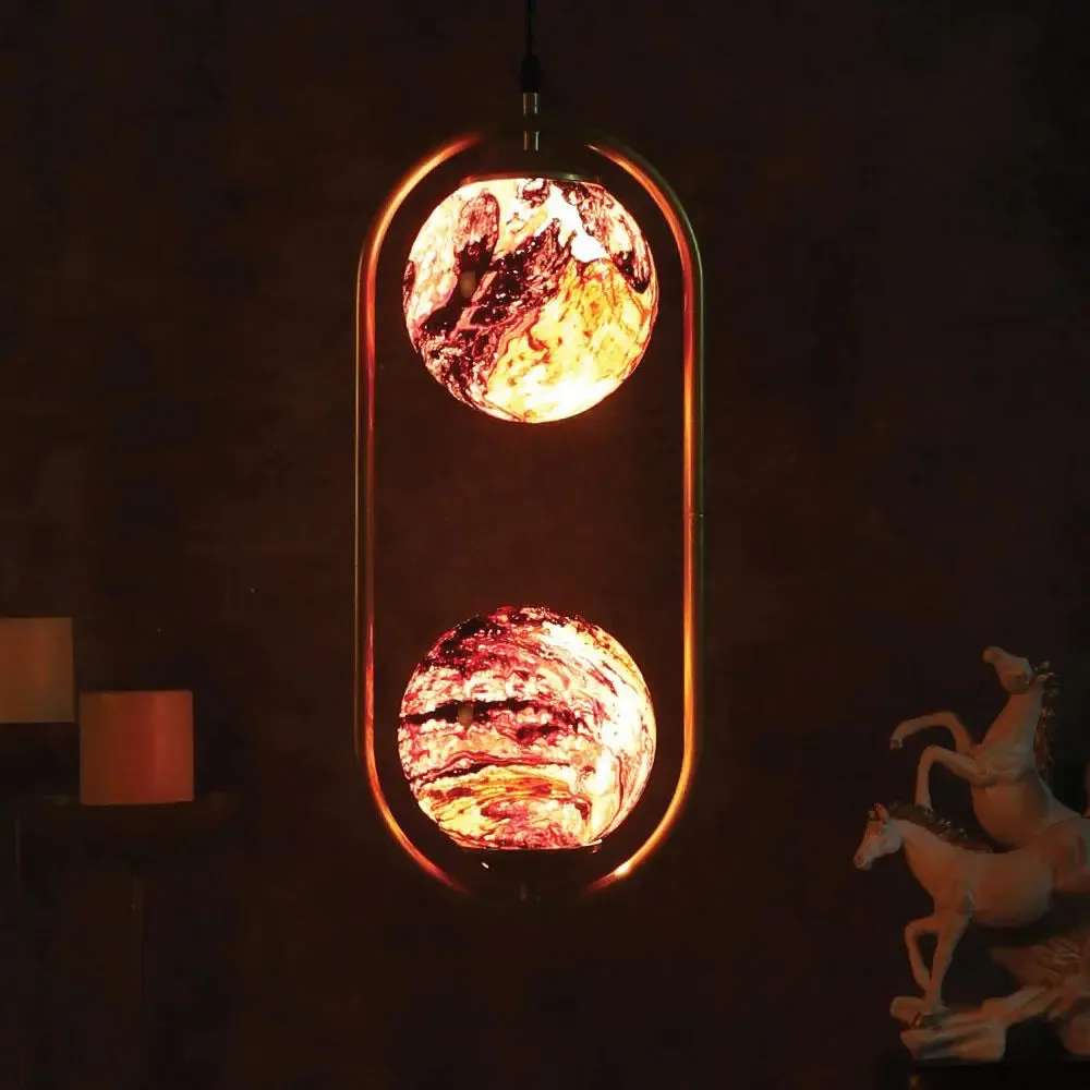 Red Splashed Dual Globe Capsule Hanging Light Single Piece