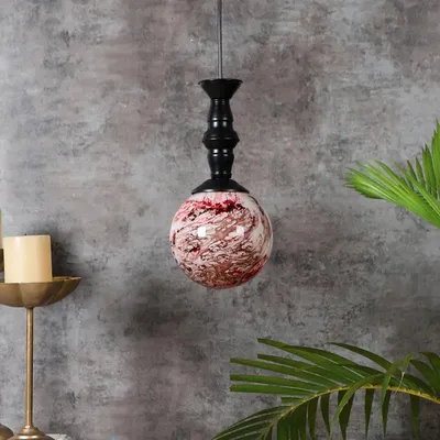 Red Splashed Globe Ceiling Light