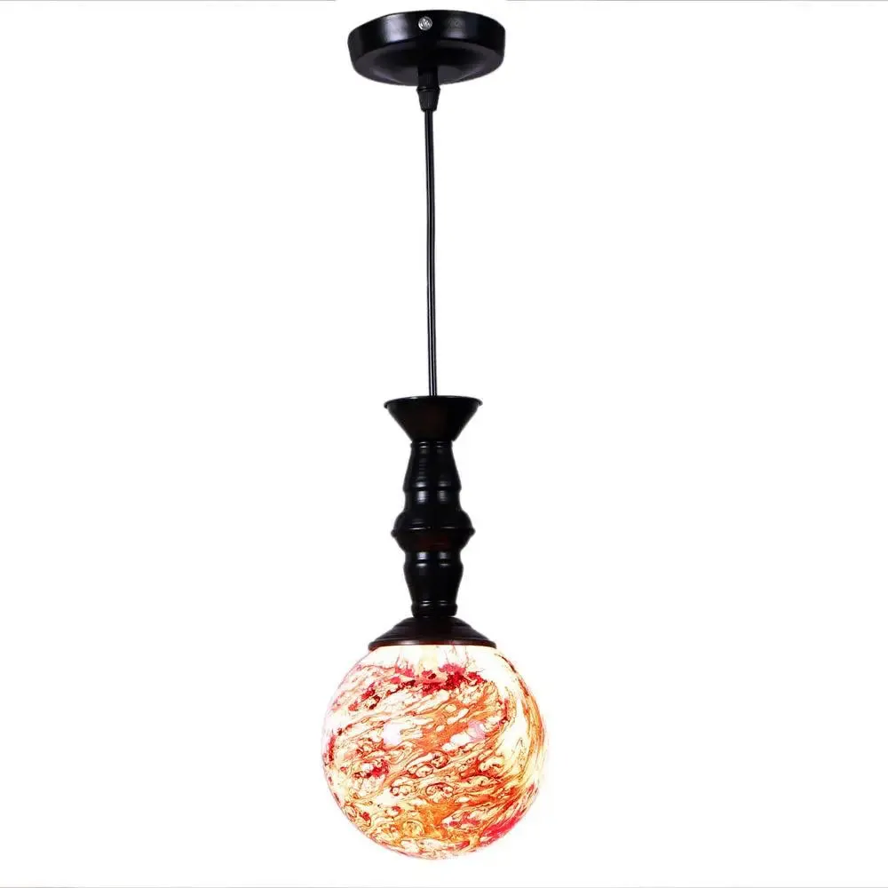 Red Splashed Globe Ceiling Light