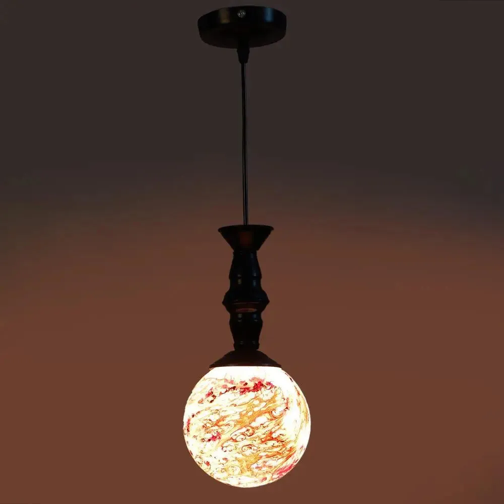 Red Splashed Globe Ceiling Light