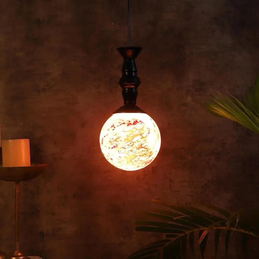 Red Splashed Globe Ceiling Light