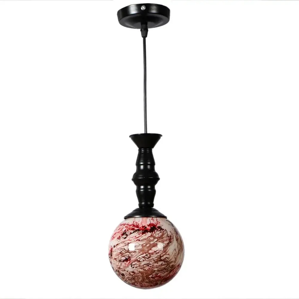 Red Splashed Globe Ceiling Light