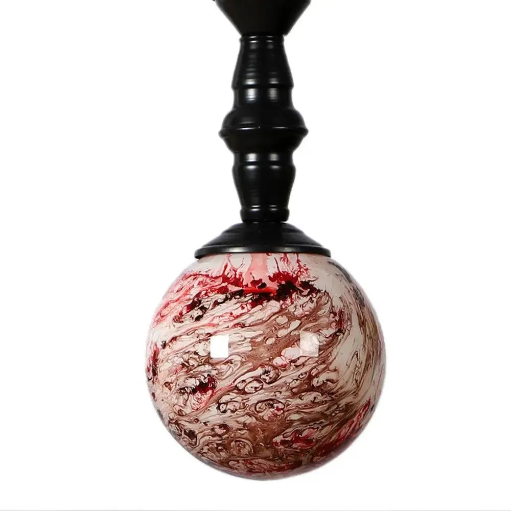 Red Splashed Globe Ceiling Light