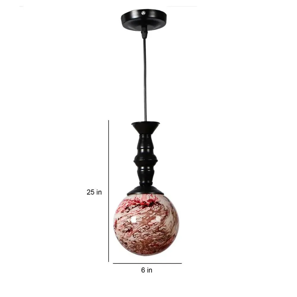 Red Splashed Globe Ceiling Light