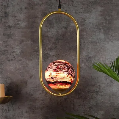 Red Splashed Single Globe Ceiling Light