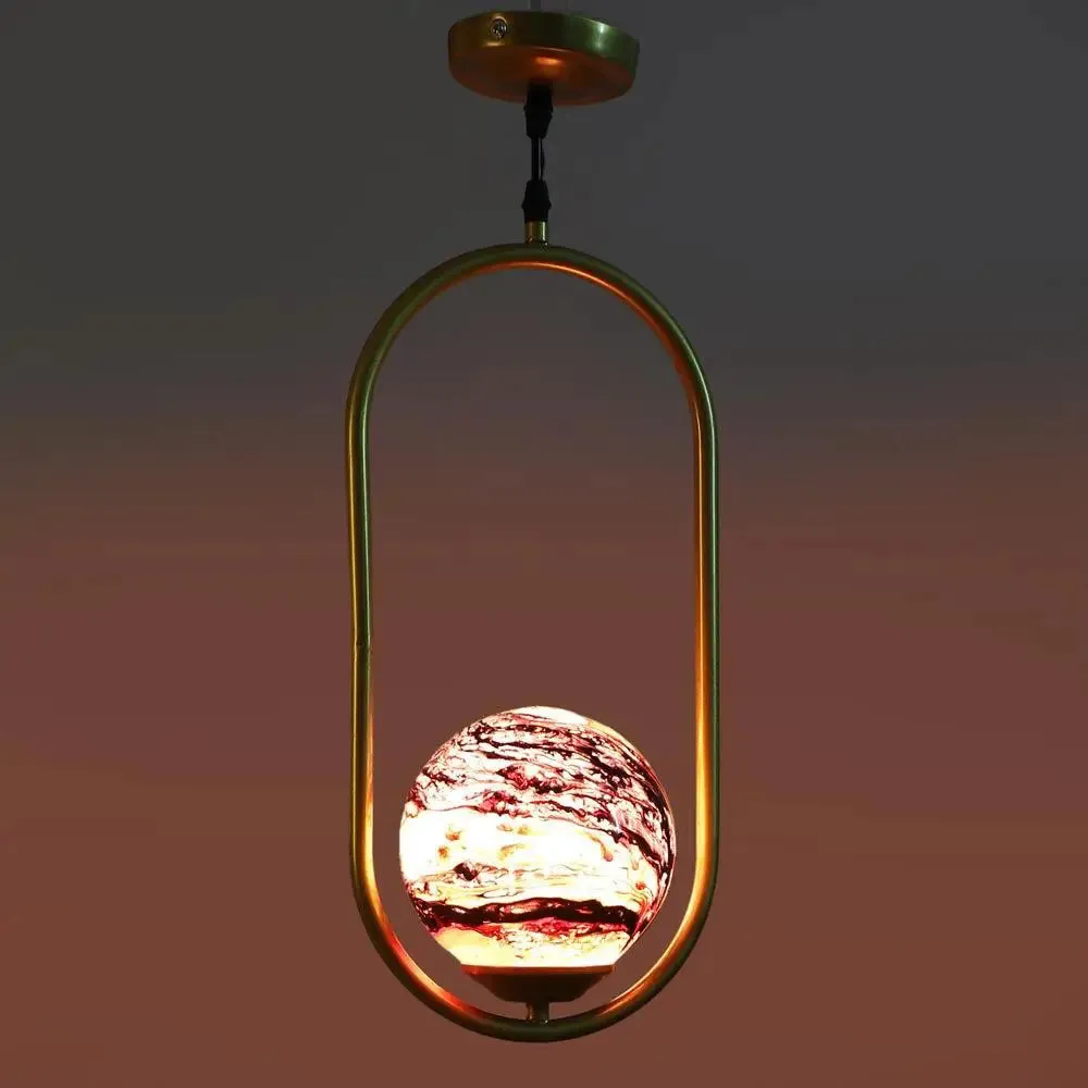 Red Splashed Single Globe Ceiling Light