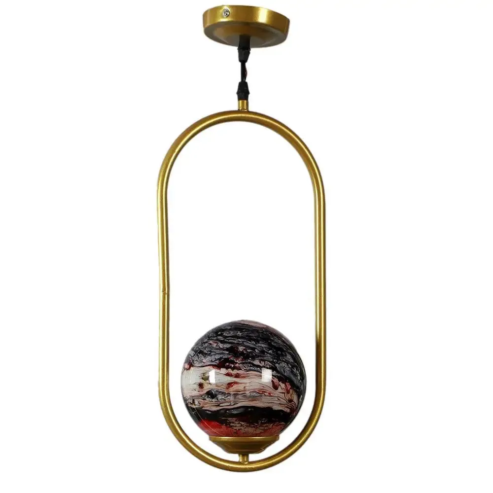 Red Splashed Single Globe Ceiling Light