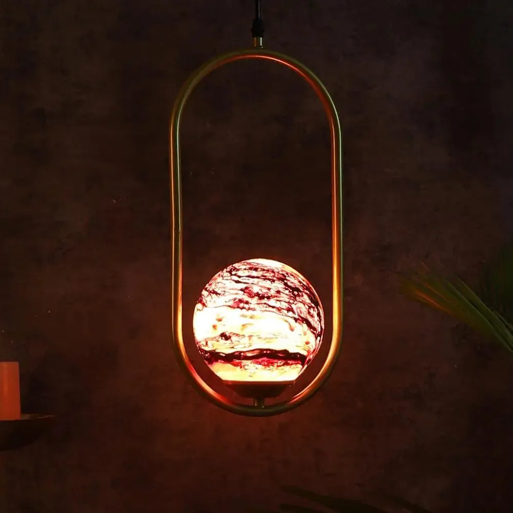 Red Splashed Single Globe Ceiling Light