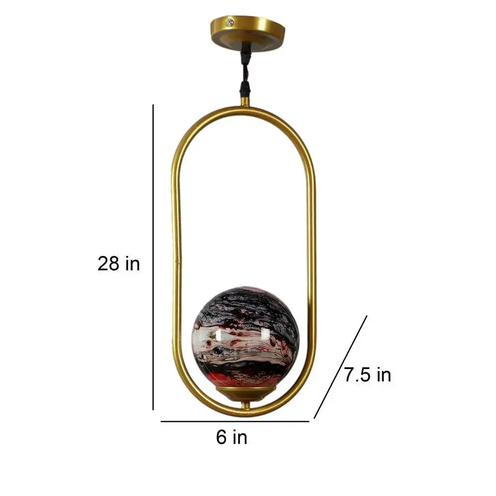 Red Splashed Single Globe Ceiling Light