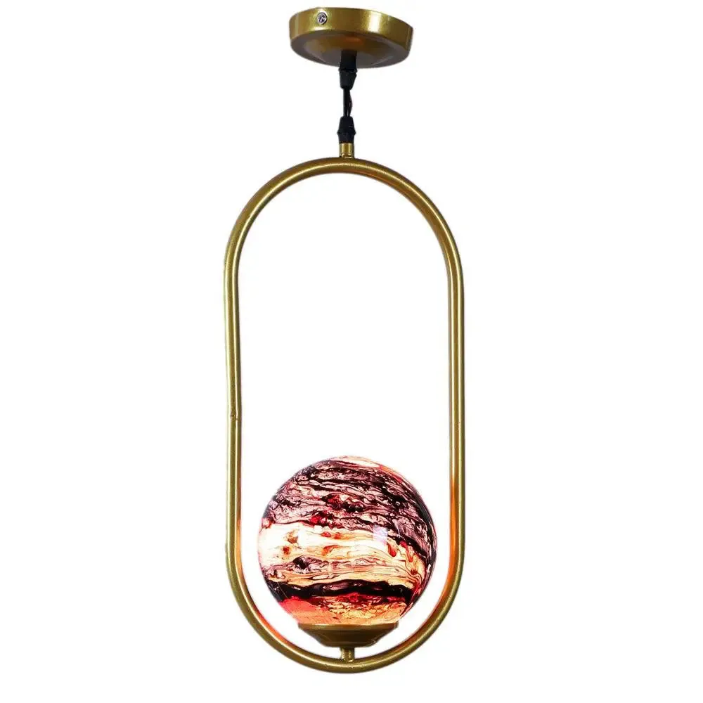 Red Splashed Single Globe Ceiling Light