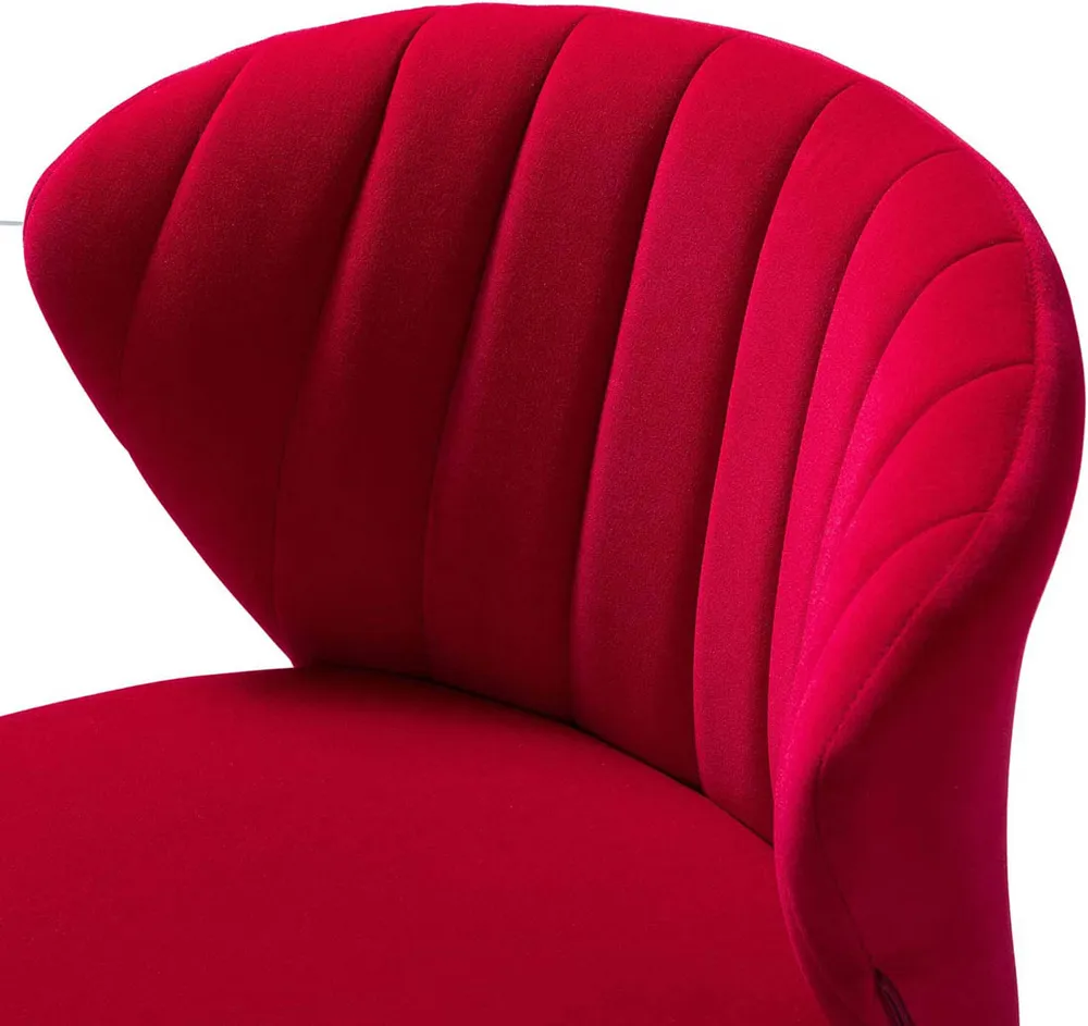 Red Velvet Tufted Luxury Lounge Chair Single Piece