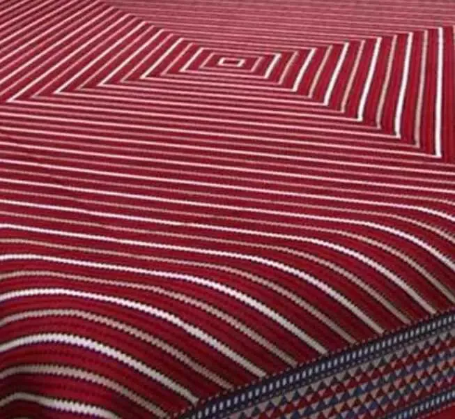 Red Vertical-Lined 144 TC Cotton Double Bedsheet with Pillow Covers