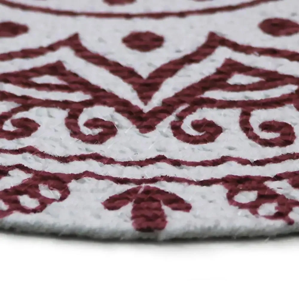 Red & White Alpana Designer Cotton Braided Placemat Set Of 2