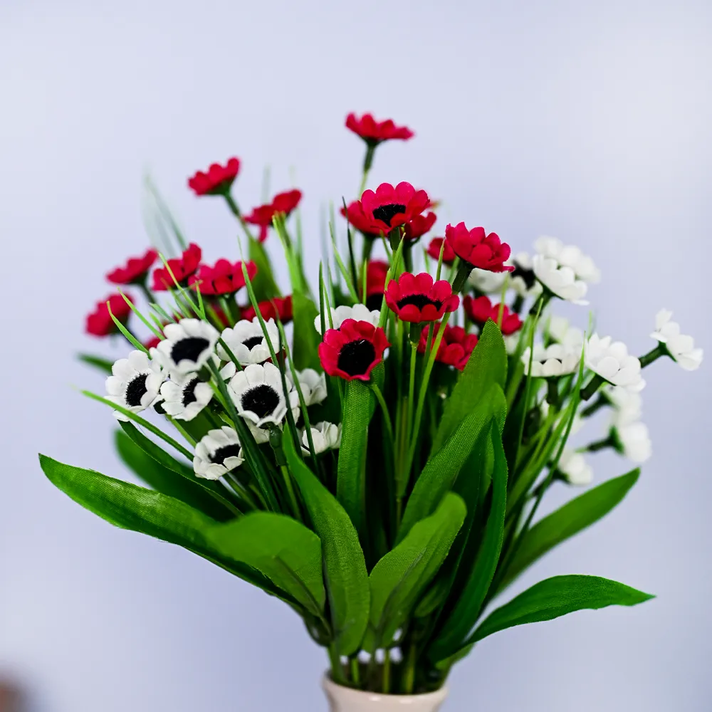 Red & White Blossom Small Artificial Flower Bunch Combo